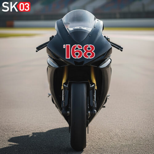 Alternative view of Motorrad Startnummern mehrfarbig zweifarbige Zahlen Ziffern Rennzahl Rennnummer