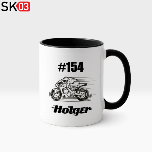 Alternative view of Tasse Startnummer Fahrername Geschenk Motorradfahrer mit Namen für Rennstrecken und Adrenalin Junkies