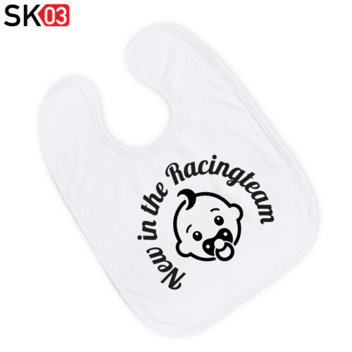 Alternative view of Babylätzchen mit Spruch als individuelle Motorradgeschenkidee zur Geburt von Babyjunges und Babymädchen