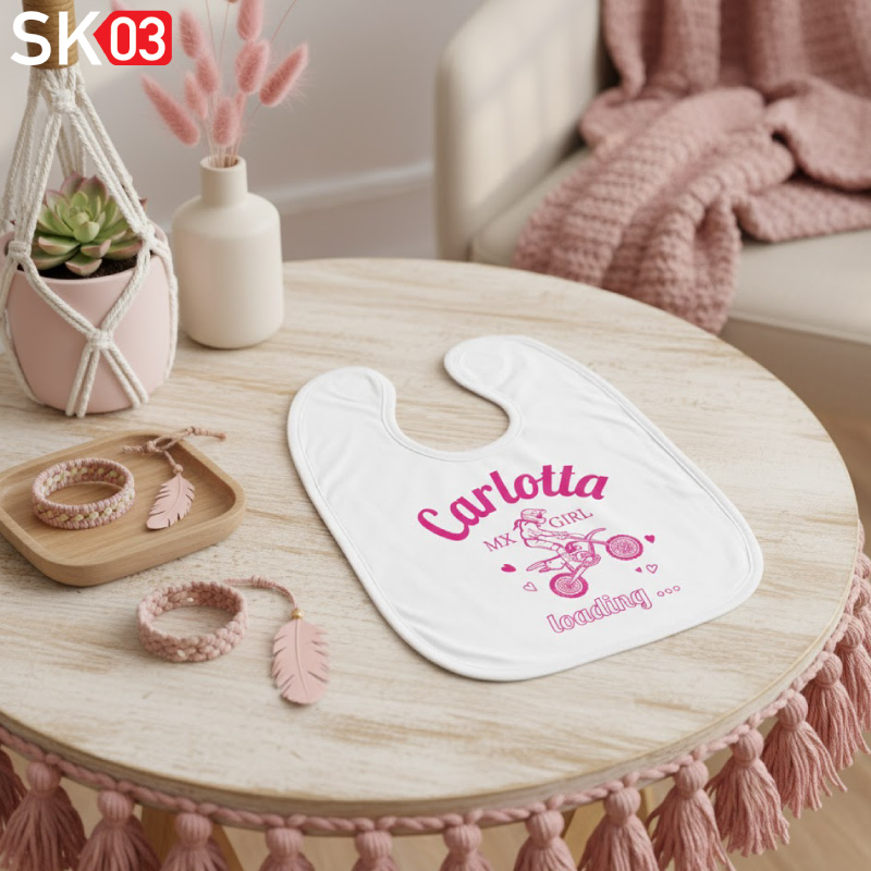 Geschenk Geburt Motorradfahrer personalisiertes Lätzchen mit Babynamen Geschenk zur Taufe – Bild 3