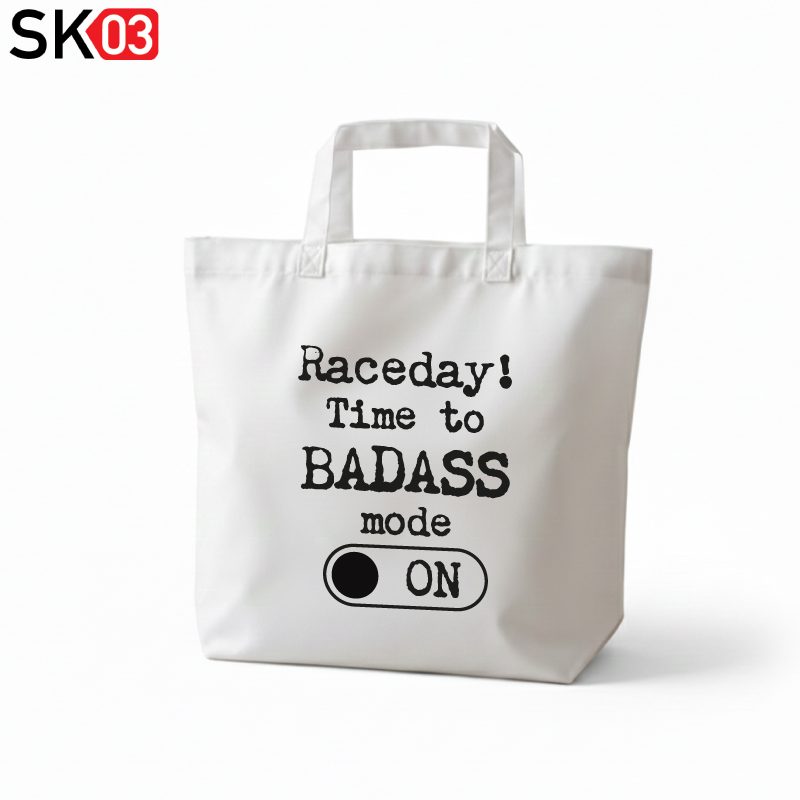 Geschenke Motorsport Badass Tasche bedruckt mit witzigem coolen Spruch Raceday! Time to Badass Mode on – Bild 2