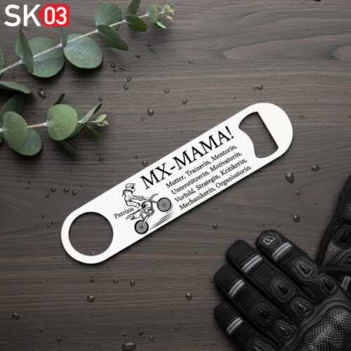 Alternative view of Motorrad Flaschenöffner Name der Mama aus Edelstahl mit Motiv für die Motocrosser Mutter als Unterstützerin