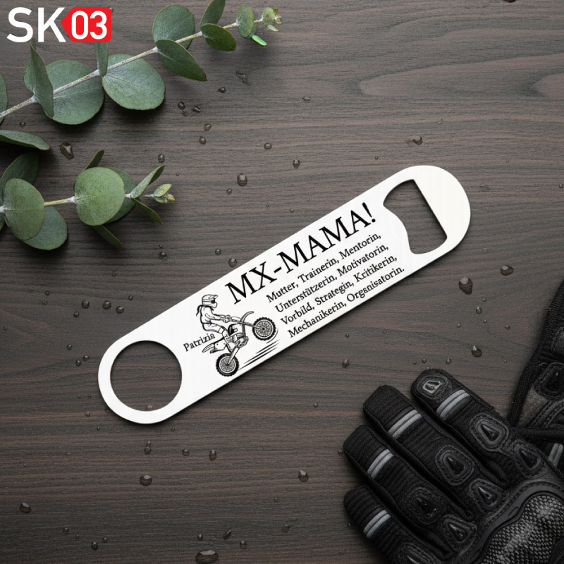 Motorrad Flaschenöffner Name der Mama aus Edelstahl mit Motiv für die Motocrosser Mutter als Unterstützerin – Bild 3