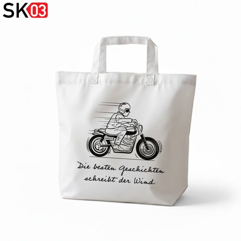 Geschenk Motorradliebhaber Tragetasche mit Caferacer Fahrer Retro Motiv und Spruch – Bild 2