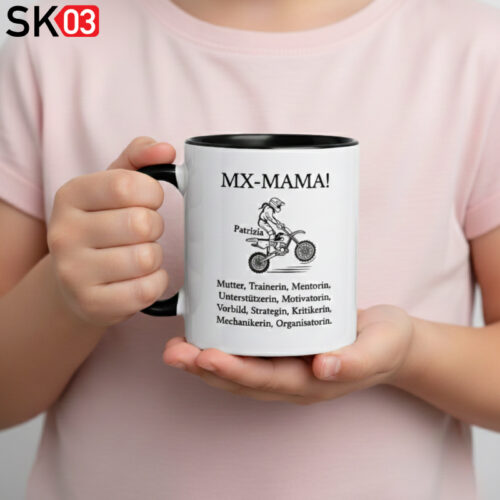 Geschenk Motocross Fahrerin Enduro Tasse mit Mama Namen personalisierte Geschenkidee Danke sagen Mutter