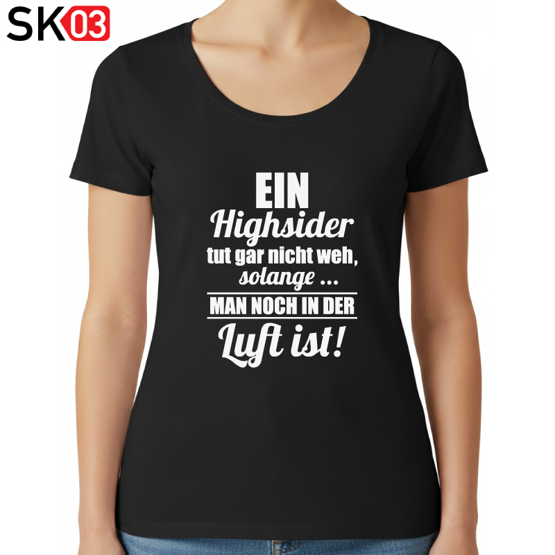 Geschenke Motorradfahrer Mann und Frau lustiges bedrucktes schwarzes Motorrad Shirt mit Highsider Spruch – Bild 2