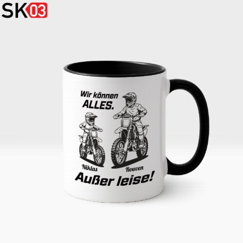 Alternative view of Geschenke Papa Sohn mit persönlichem Spruch Wir können alles. Außer leise. Tasse mit Motocross für Vater und Junior