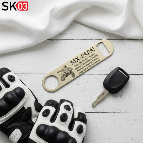 Geschenk Motocrossfahrer Vater Edelstahl Flaschenöffner