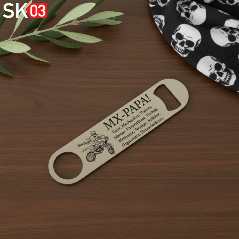 Geschenk Motocrossfahrer Vater Edelstahl Flaschenöffner – Bild 3
