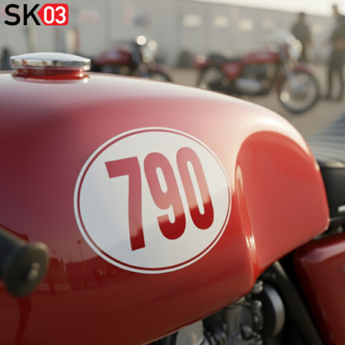 Alternative view of Startnummer ovale einfarbige Motorrad Ziffer dreistellige Zahlen Ellipse personalisierbare Nummer