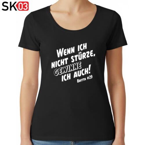 Alternative view of Geschenke Motorradfahrer Rennen mit Startnummer Fahrername Mottoshirt Wenn ich nicht stürze gewinne ich auch!