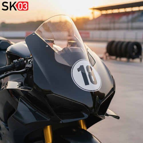 Alternative view of Startnummer rund einfarbige Motorrad Ziffern Oldtimer Bobber einstellige zweistellige Zahlen