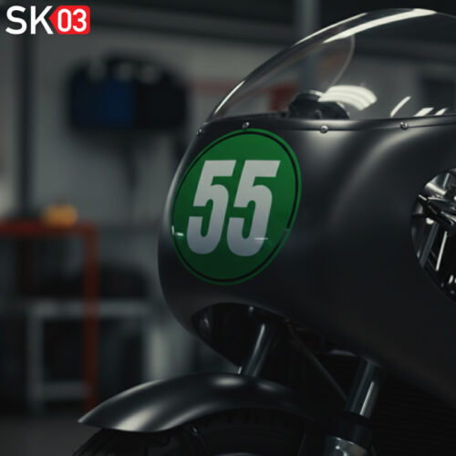 Alternative view of Startnummer rund zweifarbige Motorrad Ziffer Oldtimer Bobber einstellige zweistellige Zahlen