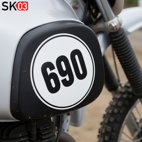 Alternative view of Startnummer Kreis runde einfarbige Motorrad Ziffern Oldtimer Custom Biker Bobber dreistellige Zahlen