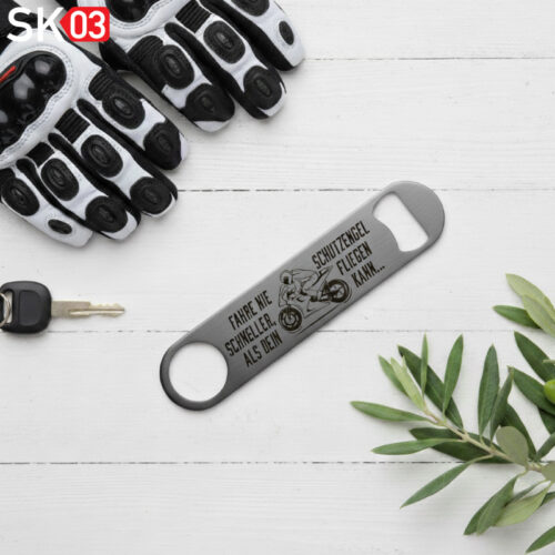 Alternative view of Personalisierte Geschenke Motorradfahrer - Edelstahl Speed Opener Flaschenöffner mit Schutzengel Spruch