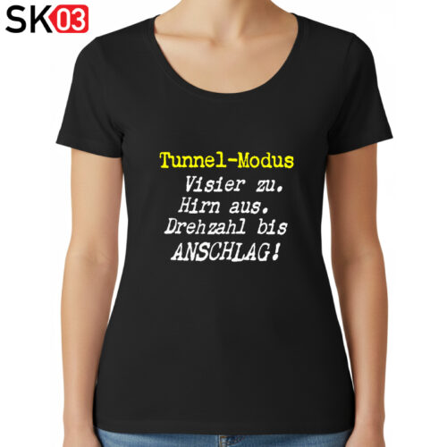 Alternative view of Spass T-Shirt Motorradfahrer Biker Spruch Tunnel Modus Visier zu. Hirn aus. Drehzahl bis Anschlag!