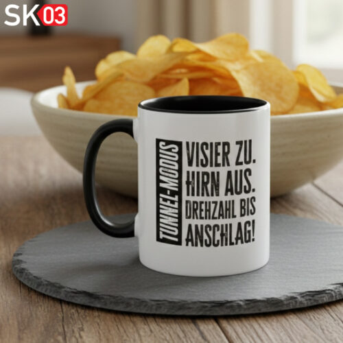 Spass Geschenk Motorradfahrer Die ultimative Kaffeetasse für echte Biker: Tunnel Modus!