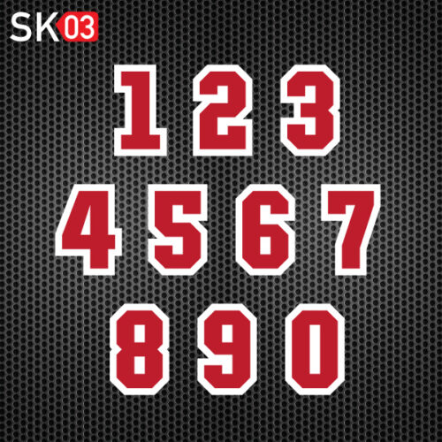 Alternative view of 2-stellige Startnummern dreifarbig mit Namen Aufkleber Zahlen Ziffern Rennzahl Rennnummer