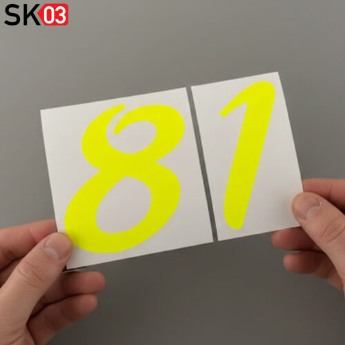 Alternative view of Startnummern Motocross neongelb Aufkleber Zahlen Ziffern Rennzahl Rennnummer