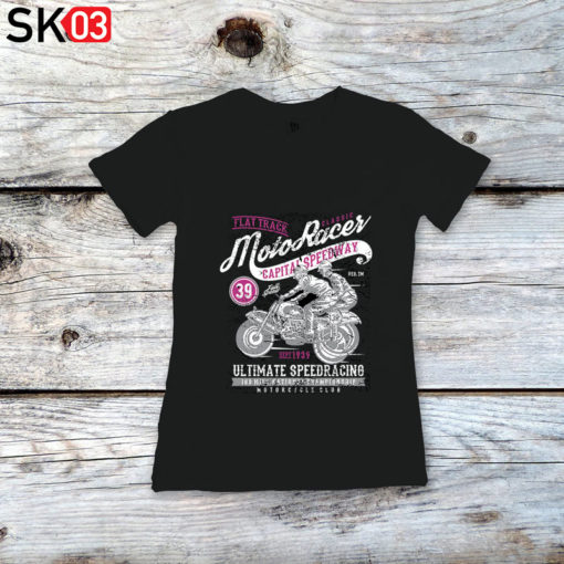 Motorrad T-Shirt für Damen mit Retro Print Motiv